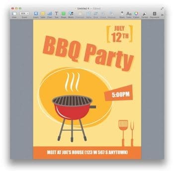BBQ Party Invitation Poster Template for Pages