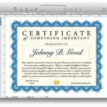 Certificate Template for Pages
