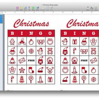 Christmas Bingo Template for Apple Pages