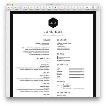 Clean Black and White Resume Template