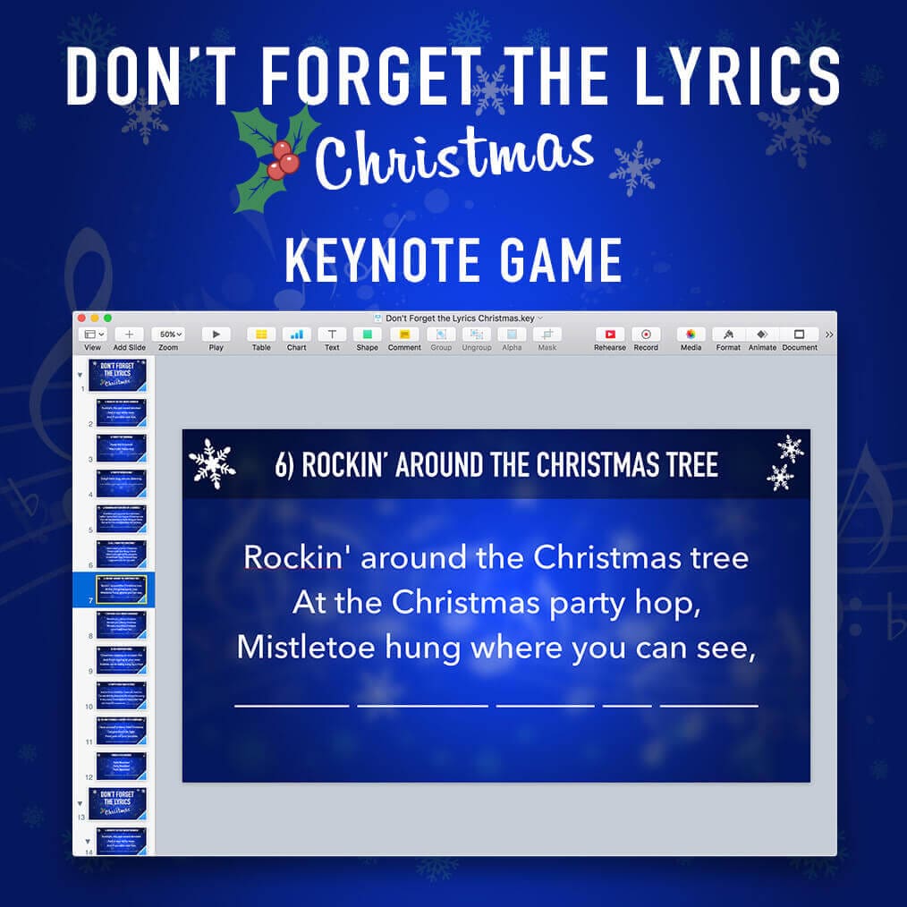 Don't Forget the Lyrics Christmas Keynote Game Template