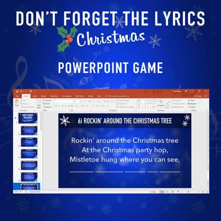 Don't Forget the Lyrics Christmas Powerpoint Game