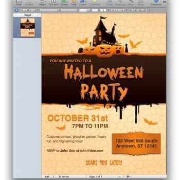 Halloween Party Invitation for Pages