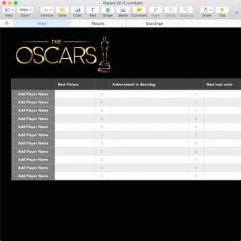 Oscar Party Template for Numbers Example