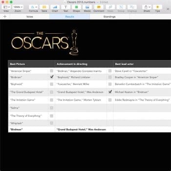 Oscar Party Template for Numbers Example