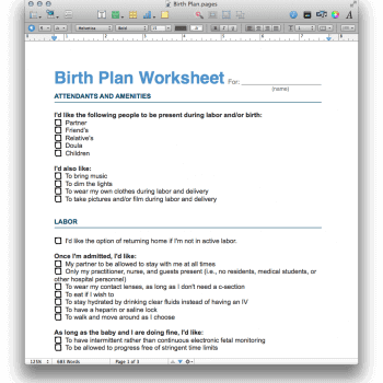 Birth Plan Template