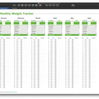 Numbers Weight Tracker kilograms template