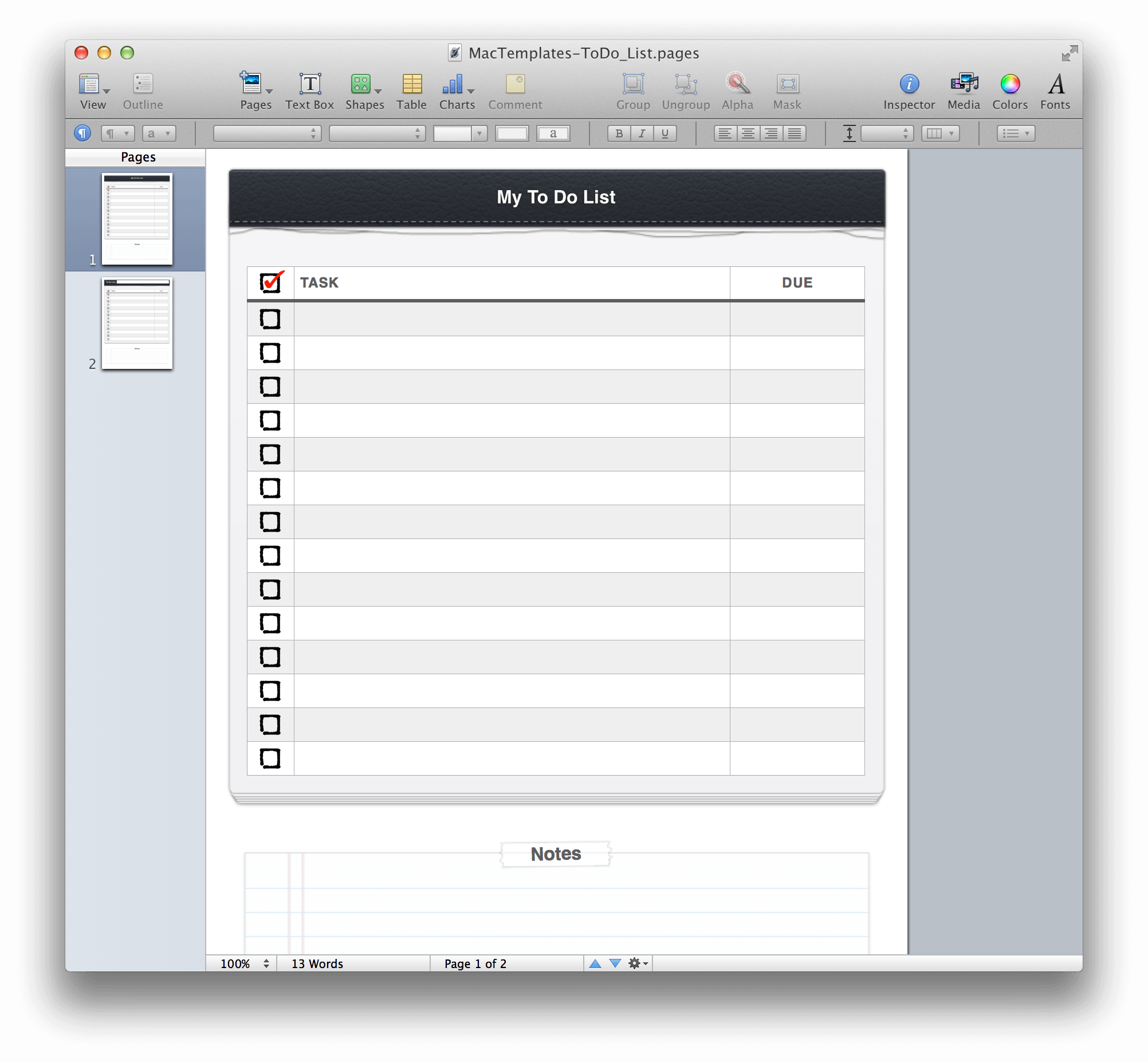 To Do List Template