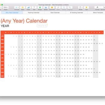 Alternative view of (Any Year) Calendar Tracker Template