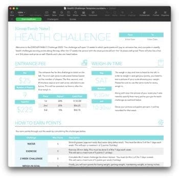 Alternative view of Weight Challenge Template